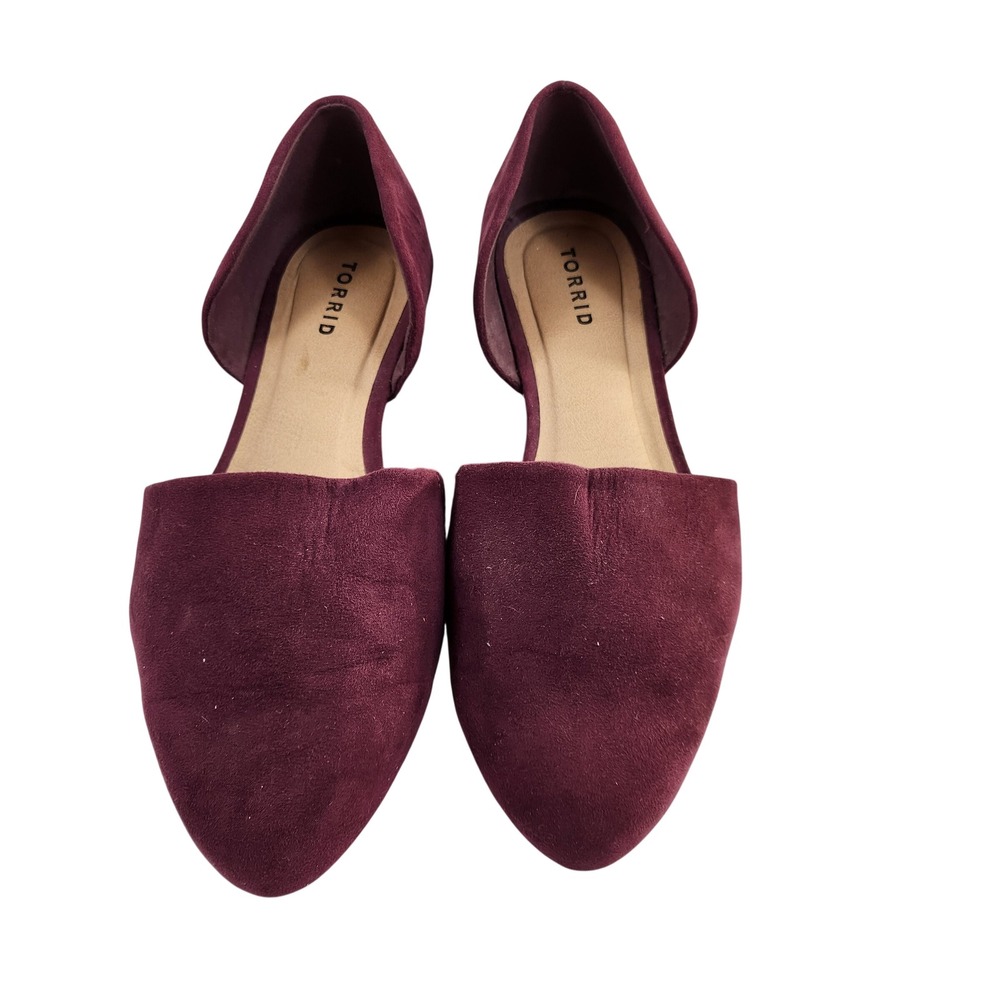 Torrid Womens Burgundy Dorsay Flats Faux Suede Pointed Toe Shoes Size 10.5W Shoe